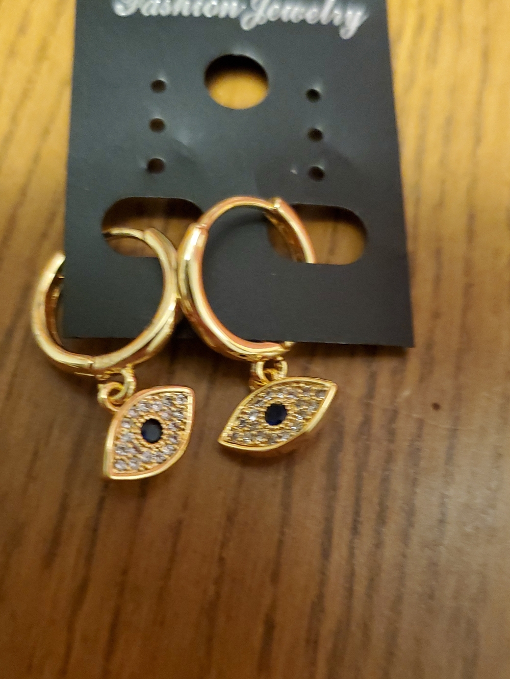 Gold Evil Eye Huggie Hoop Earrings with Blue Center NWT